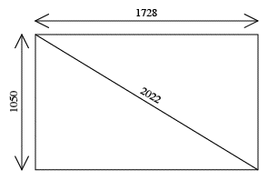 Diagonale d'un rectangle de 1728 × 1050