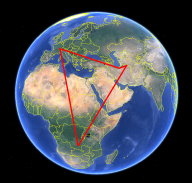 Gex, Fek, Dezq & Bwe situés sur le globe terrestre